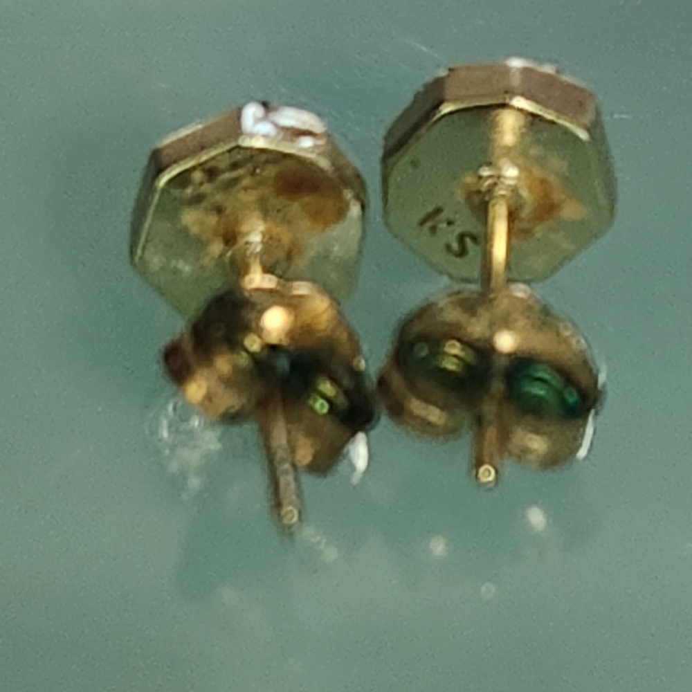 Kendra Scott Nola Gold Angel Blue Kyocera Opal Stud Earrings, preloved - Picture 6 of 6